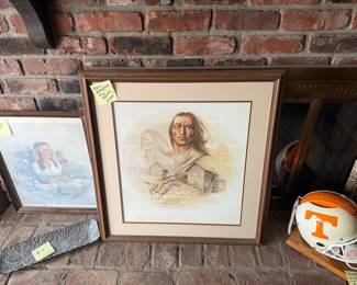 Ben Hampton "The Raven" Wall Picture Framed $300   Cherakee Indian Girl/ Civil War Soldiers Wall Picture $10  