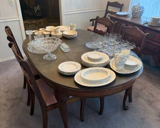 Vintage 6 Chair Dining Table & Buffet   $500   English China Sets $100 - $500