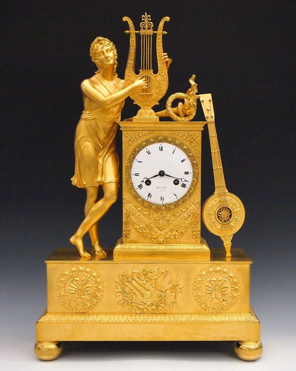 French Gilded Bronze Empire Clock