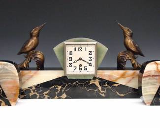 French Art Deco clock set