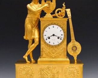 French Gilded Bronze Empire Clock