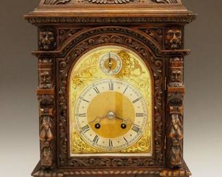 German carved Oak Bracket clock