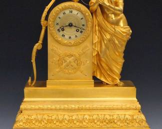 French Gilded Bronze Empire Clock