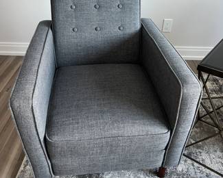 Blue Linen Side Chair (1 of 2)