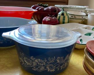 Pyrex “Colonial Mist” bowl with lid