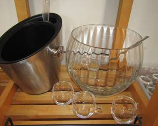 Crate & Barrel punch bowl & glasses