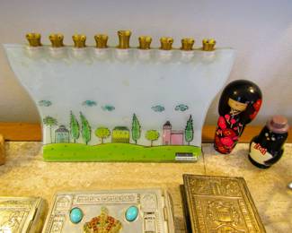 Delightful glass menorah
