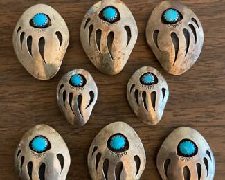 Sterling & turquoise Native American button covers