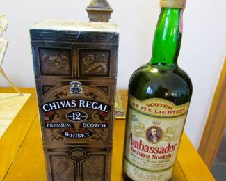 Vintage sealed whiskey bottles