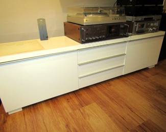 White lacquer media credenza