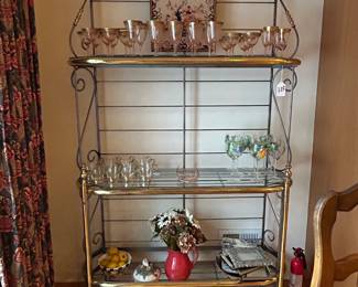 Beautiful Brass and Pewter Bakers Rack!!