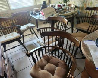 Nichols & Stone (Stickney) 8 chairs - 3 captain, 5 regular, (one not pictured) Close up of chairs