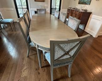 Hickory White Dining Table and Ten Chairs