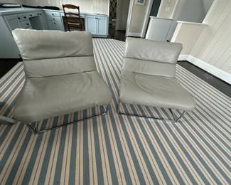 Designer Pair of Leather Chairs