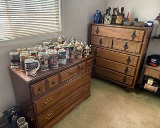 Collection of beer steins and vintage German steins brought back from Germany by the homeowner in the 1950s. 