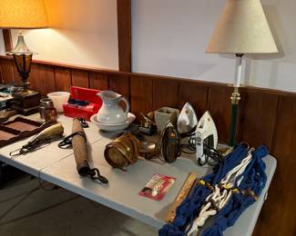 Various decor items and vintage lamps. 