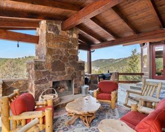 Aspen Wood Outside Furniture with new cushions. 2 Rocking Chairs.