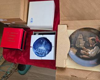 Bing & Grandahl collectible Christmas plates, Knowles Norman Rockwell plates