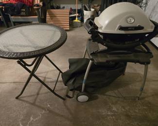 Bistro table & Weber Grill