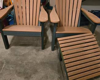 Polywood Adirondack chairs & footstool