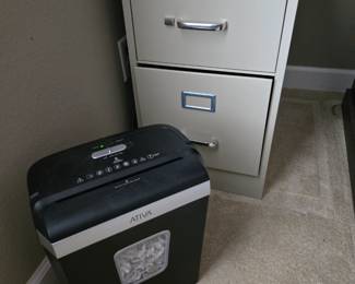 Metal filing cabinet & paper shredder