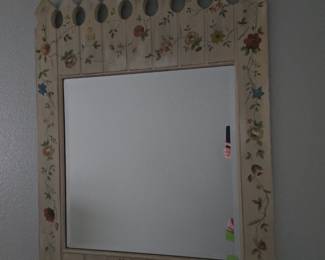 Wood floral themed mirror