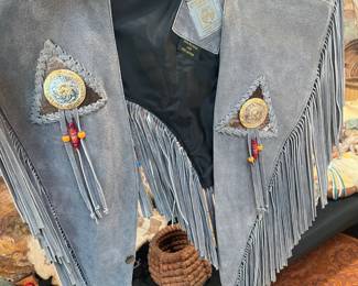 Grey fringe vest