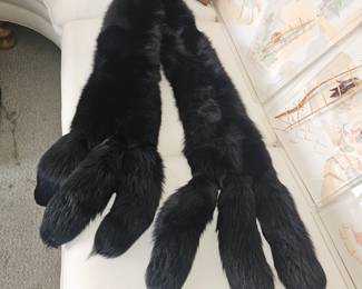 Extra long tailed black Fox Stole (see next photo for details)