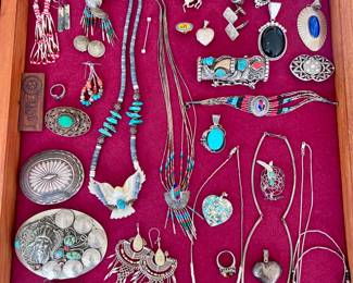 Lots of Native American and Sterling, 14kt chains and rings, etc.