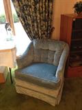 Pair of blue velvet swivel chairs