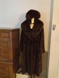 Fabulous full length mink with fox collar and hat, from Arlington Heights, Illinois.