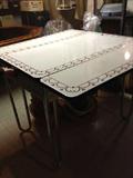 Gorgeous enamel top table in red, white and black, 1940's