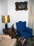 Blue stripped easy chair
