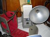 Anscoflex camera with flash attachment, leather case and flashbulbs