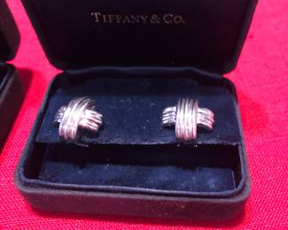 Tiffany & Co White Gold Cross Earrings