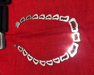 Mexican sterling William Spratling Taxco amethyst heavy necklace