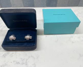 Tiffany & Co White Gold Cross Earrings