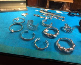 Signed Sterling Mexican, Italian Bracelets and Cuffs Vintage