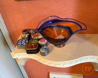 CRYSTAL FORGE Handmade Blown Glass Bowl
