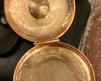 Antique HOLY COMMUNION Eucharist Host Holder PYX 14K GOLD with Sacred Heart Mary and Jesus Sleeve