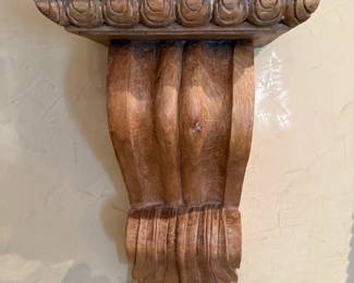 Architectural Salvage Hand Carved Wood Wall Sconce