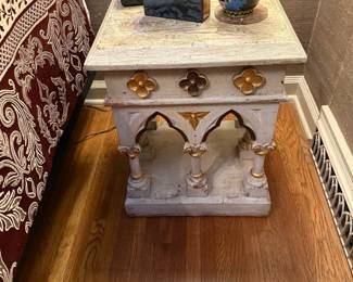 Ornate Carved and Painted Wood Altar Pulpit Stands Architectural Remnant