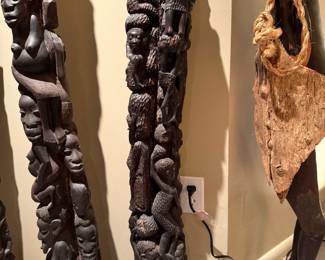 African Makonde "Tree of Life" Ebony Wood Hand Carved Sculptures of Nature, Family, Community, and Ancestral Lineage
