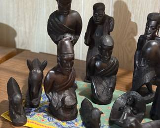 Hand Carved Ebony Wood Nativity Scene