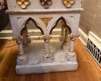 Ornate Carved and Painted Wood Altar Pulpit Stands Architectural Remnant