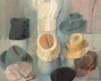 MILTON WOLSKY (1916 - 1981) Oil on Canvas "Hats" 1980