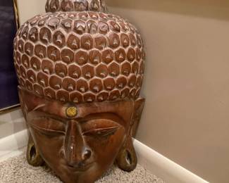 Wood Carved Buddha Head