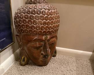Wood Carved Buddha Head