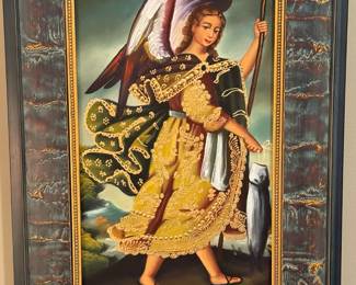 Religious Icon Oil on Board of Archangel Raphael