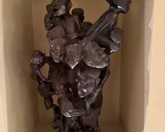  African Tanzania Makonde “Tree of Life” Hand Carved Ebony Wood

